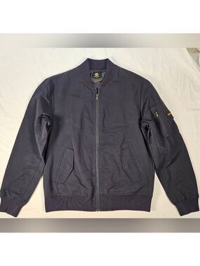 Size Small NWT Men's Navy Zip Bomber Jacket, Snover, Cotton, Cargo Sleeve Pocket